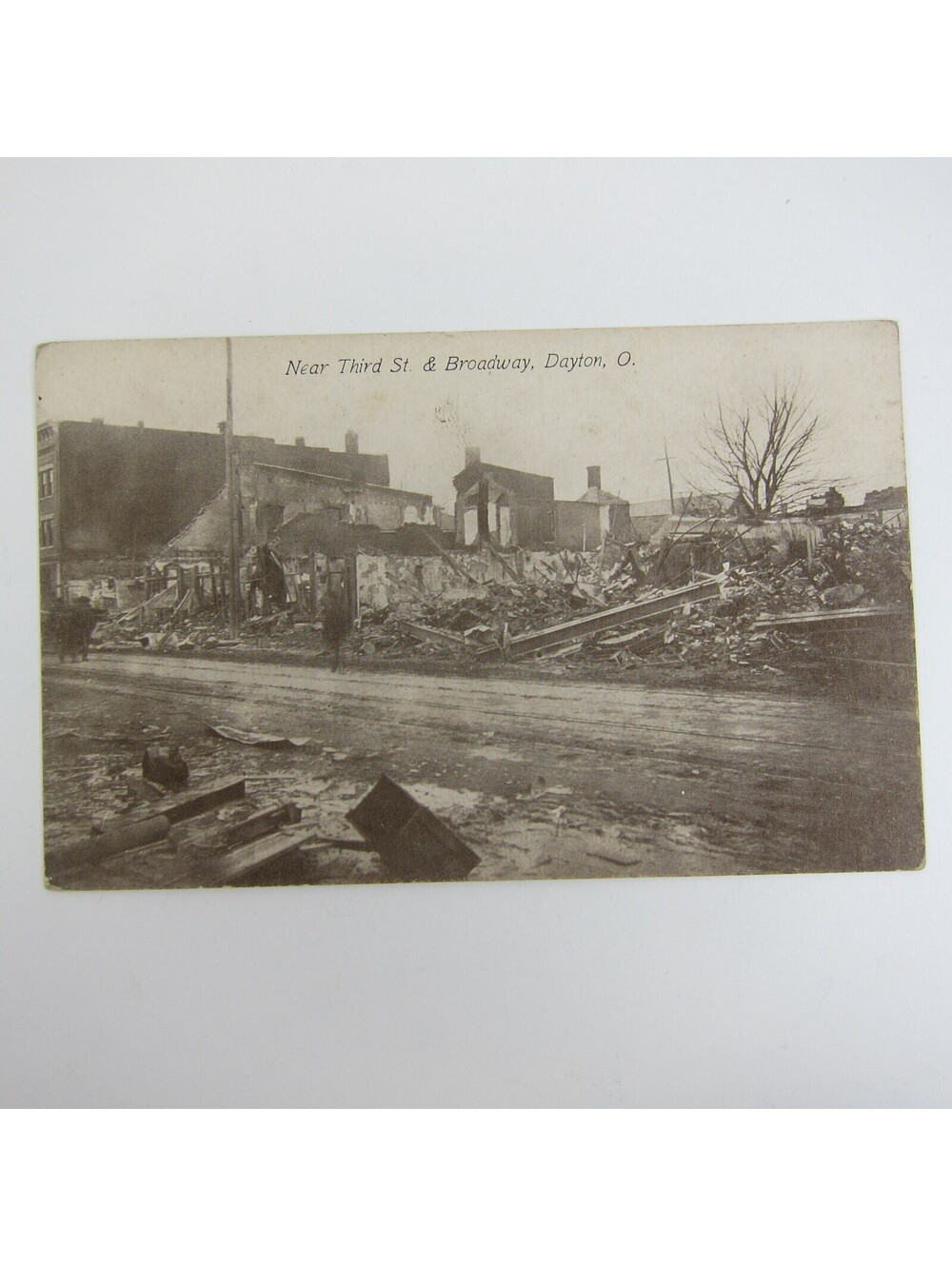 Postcard 1913 Dayton Ohio Flood Photo Near Third Street & Broadway Antique Litho